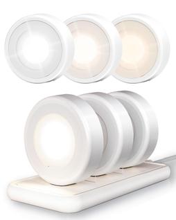 Luzes LED Puck Lights EZVALO, pacote com 6, 2,5 polegadas, toque recarregável