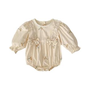 Macacão Branco De Algodão Para Bebê Menina Com Manga Longa, Primavera E Outono, Roupas Inf