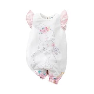Macacão De Verão Para Bebê Menina Recém-Nascida 0-18 Meses Sem Mangas Design De Coelho Par