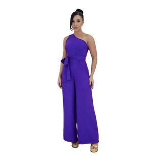 Macacão Feminino Longo Pantalona Moda Social Alfaiataria Perna Larga Com Cinto Elegante Pa