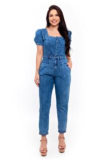 Macacão Jeans Slouchy Manga Princesa