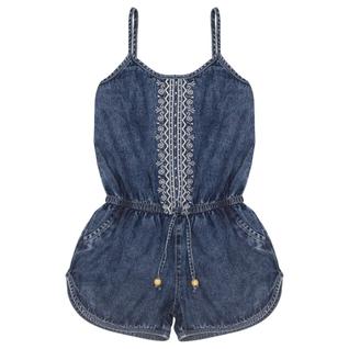 Macacão Juvenil Look Jeans Short Jeans