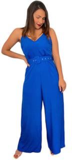 Macacão Pantalona Feminino Sofisticado Elegante Com Cinto