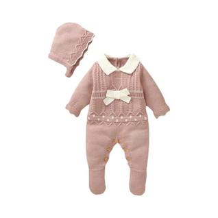 Macacões De Malha Rosa Para Meninas, Chapéus, Roupas De Manga Comprida, Macacões Para