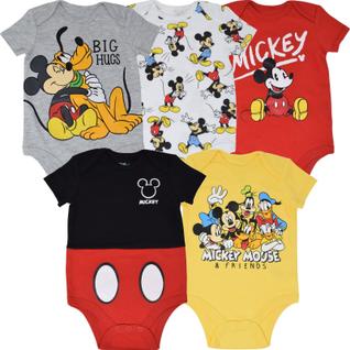 Macacões Disney Mickey Mouse para bebês recém-nascidos de 6 a 9 meses x5