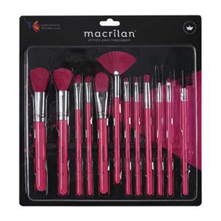Macrilan EN001 Kit  12 Pincéis de Maquiagem Rosa Neon