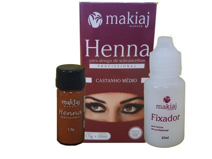 Makiaj Kit Henna Design Sobrancelha Profissional 1.5g e 10ml Fixador Todas Cores Renna Hen