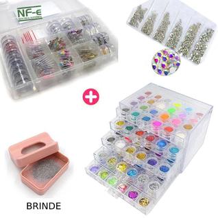 Maleta luxo 120 glitter + coletor + strass 1.440 + mini kit