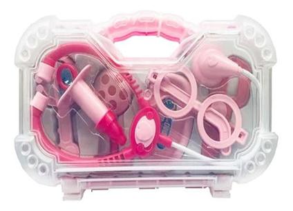 Maleta Médica Infantil Brinquedo Didático 7 Acessórios Rosa