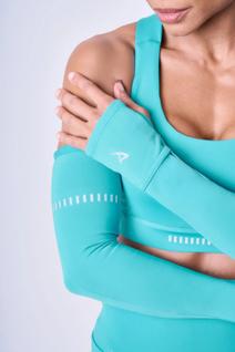 Manguito Technical Accessories Coat de Compressao c/ Abertura Relogio e Dedeira Authen Azu