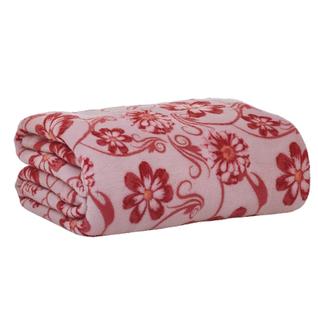 Manta Flannel Niagara Floral Casal Rosa Toque Macio Jolitex