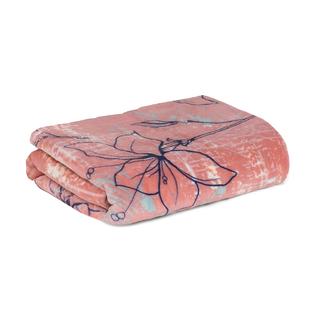 Manta Flannel Sutile Rosa Floral Casal Toque Macio Jolitex