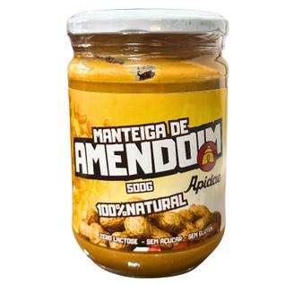 Manteiga De Amendoim Integral Apidae 500g Vidro Natural Sem Conservantes Artesanal Lanche 