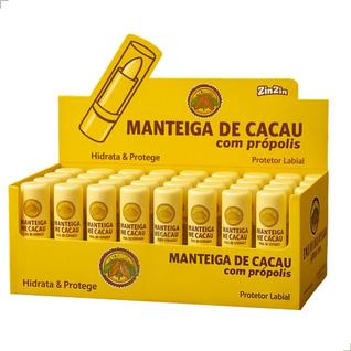 Manteiga De Cacau Bastão Display Com Própolis Protetor Labial ZiinZiin Hidratante 50 Unida