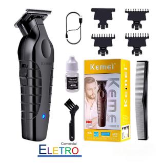 Maquina Cortar Cabelo e Acabamento Kemei KM-2299 Serie Profissional Black