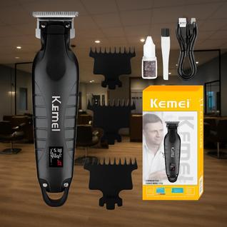 Máquina de acabamento Corte Kemei 2293 Profissional Recarregável para aparar Cabelo e Barb