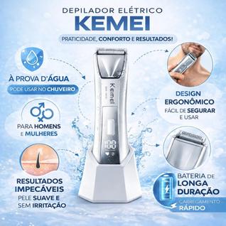 Máquina Kemei 1847 Aparador Profissional Completo Barba Cabelo Corpo USB em estoque