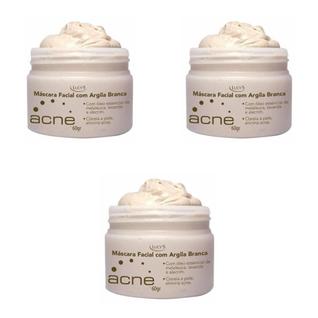 Máscara Argila Branca Acne 3 Unidades