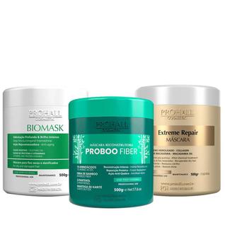 Máscara Biomask + Proboo Fiber + Extreme Repair 500g Cronograma Capilar