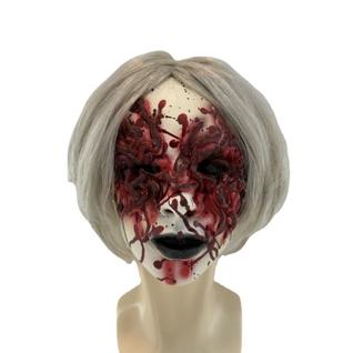 Máscara Creepy Witch Horror Zombie Gran com estrias de sangue vermelho