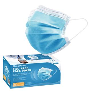 Máscara facial descartável Jointown Anti-Fog de 3 camadas para adultos x50