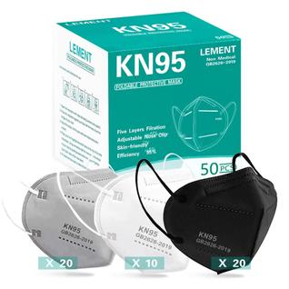 Máscara facial LEMENT KN95, copo respirável de 5 camadas, segurança contra poeira, 50 unid