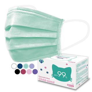 Máscara facial Medtecs Kids descartável, 50 unidades, 3 camadas, verde para crianças