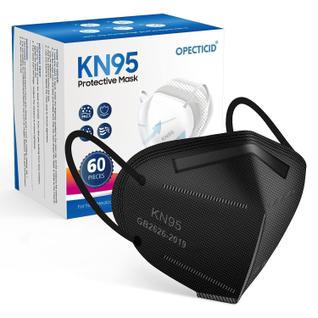 Máscara facial OPECTICID KN95 preta, 60 unidades, filtro de 5 camadas