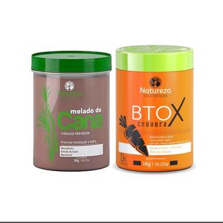 Máscara Hidratante Melado de Cana 1kg + Btox Cenoura 1kg -Natureza Cosméticos