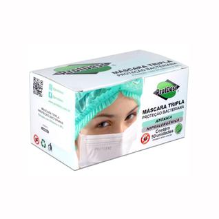 Máscara Tripla com Elástico Verde com 50 UN - Protdesc