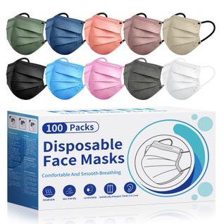 Máscaras faciais descartáveis FENFEN 100, pacote com 4 camadas, embaladas individualmente