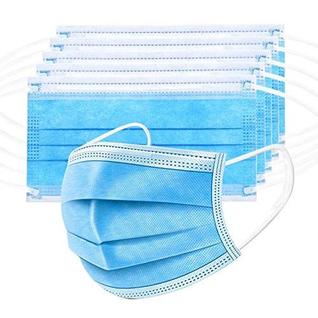 Máscaras faciais médicas descartáveis, pacote de 100, 3 camadas para adultos