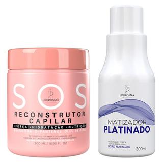 Matizador Efeito Loiro PLATINADO 300ml e SOS Reconstrutor 500ml KIT