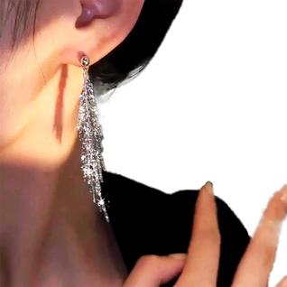 Maxi Brinco Franja Strass Luxo Casamento Noiva Festa Pratead -