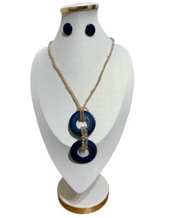 Maxi Colar Feminino Com Cristais e resina Acompanha Brincos