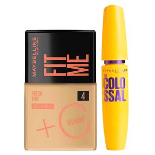 Maybelline Kit - Base Líquida Fit Me Fresh Tint FPS50 COR 04 + Máscara de Cílios The Colos