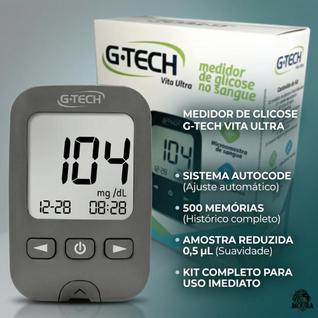 Medidor De Glicose G-Tech Vita Ultra Com 500 Memórias Kit Completo