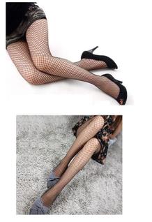 Meia Arrastão Preta Trama Média Feminina Estilo Vovó Coreana Moda Contemporânea Street Sty