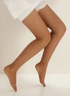 Meia Calça Sexy Nude Strass Arrastão de Luxo com Brilho Intenso Tamanho Único Brinda
