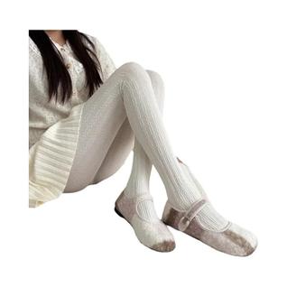 Meias Calças Térmicas Vintage Femininas Com Listras Verticais 150g Simples E Versáteis Par