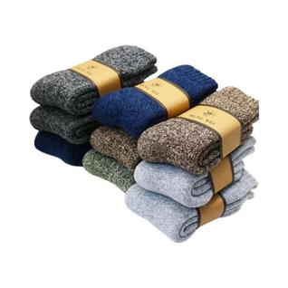 Meias Masculinas De Lã Para Inverno, 5 Pares/lote, Listradas, Casuais, Confortáveis, Gross