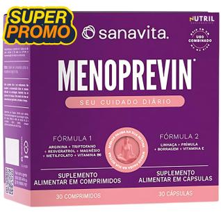 Menoprevin Menopausa Sanavita Nutrição p/ Mulheres com Resveratrol - Magnésio - Triptofano