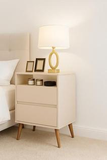 Mesa de Cabeceira Lotus 2 gavetas Off white - Comprar Moveis em Casa