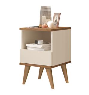 Mesa De Cabeceira Retrô Pés Palito Em Madeira Maciça Pix Off White ENVIA SOMENTE 04 UN