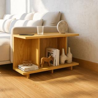 Mesa de Canto Lateral Apoio Sofá Minimalista Freijó