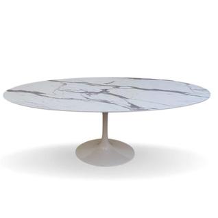 Mesa de Jantar Tulipa Saarinen Oval 180x100cm Tampo MDF Efeito Marmorizado