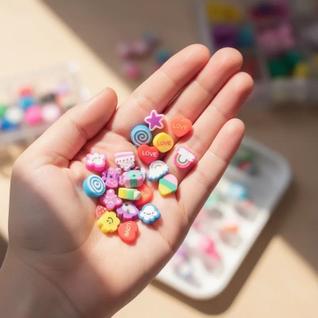 Miçangas Divertidas Infantil Mix 50 Pçs Diy Pulseiras