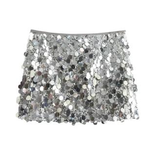 Minissaia de Lantejoulas Prateadas com Cintura Alta - Saias Curtas e Elegantes