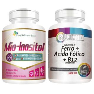 Mio Inositol 60 Cápsulas + Ferro + Ácido Fólico + Vitamina B12 500mg 60 Caps