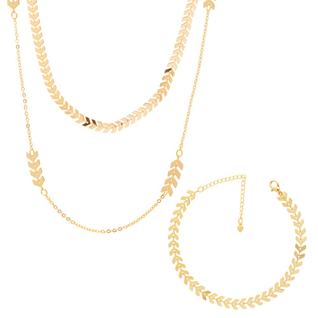 Mix de Colares E Pulseira Escama Delicado Folheado A Ouro